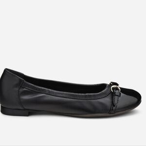 AGL MONICA CAP TOE Black Leather Women's Ballet Flats SZ.36.5/6